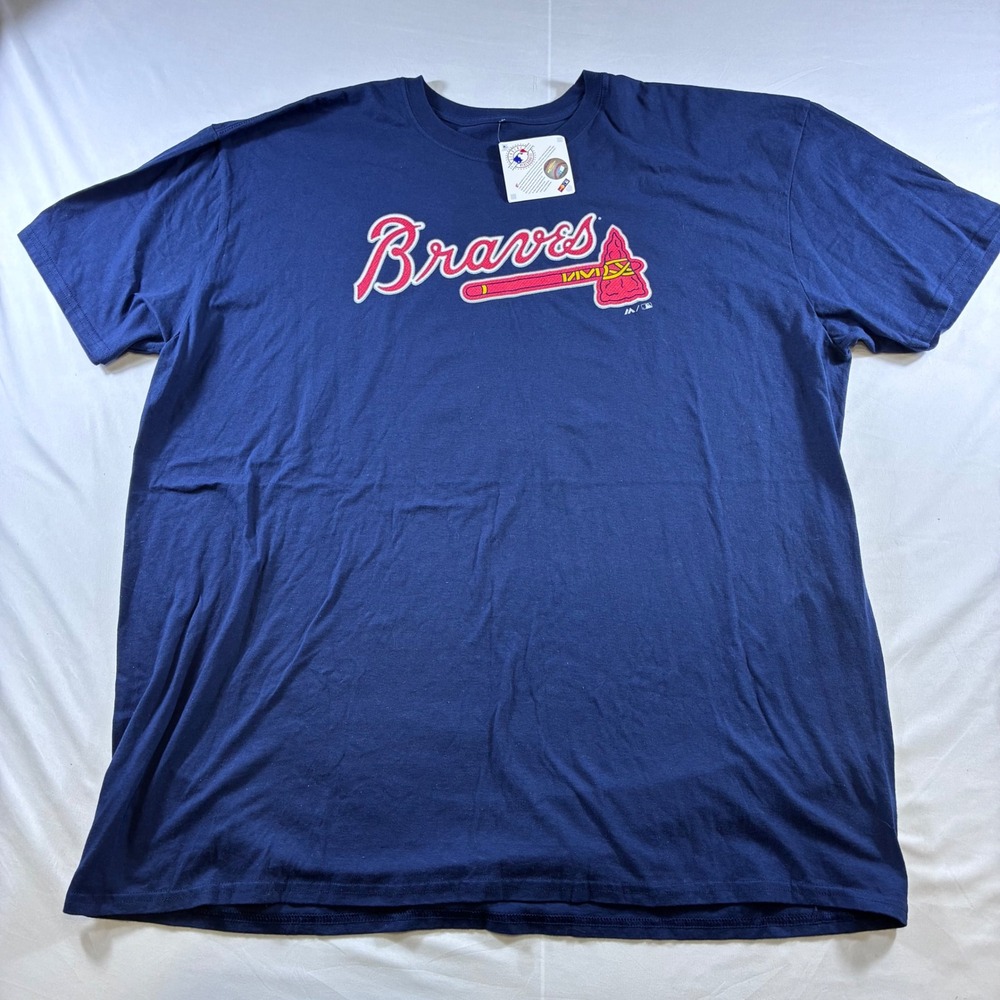 Majestic MLB Atlanta Braves Ronald Acuña Jr 13 Navy Blue T-Shirt Mens 3XL NEW